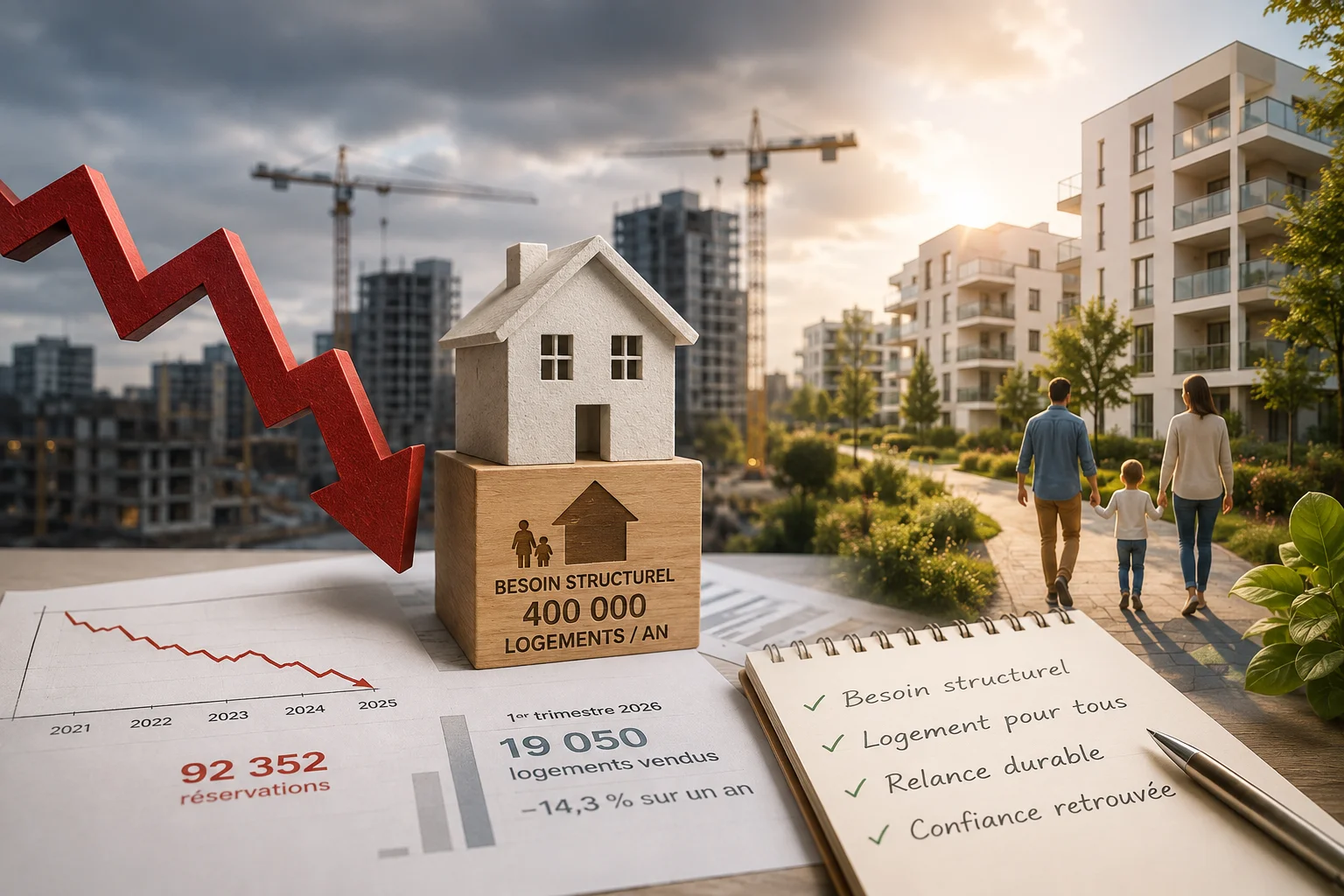 Couple analysant le marché immobilier neuf 2026